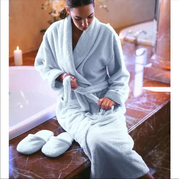 IRelax Unisex Light Blue Hooded Robe Sz Lg - Picture 2 of 11